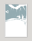 Crystal Coast / Emerald Isle Coastal Map — Fine Art Print Vertical, soft-blue, White Frame, 8x10