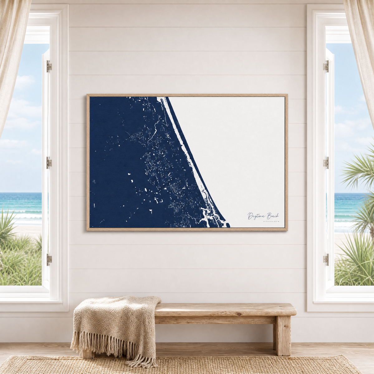 Daytona Beach canvas map — window-scene interior