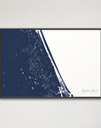 Daytona Beach Coastal Map — Canvas Horizontal, navy, Black Frame