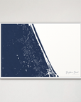 Daytona Beach Coastal Map — Canvas Horizontal, navy, White Frame