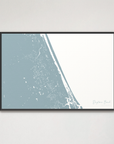 Daytona Beach Coastal Map — Canvas Horizontal, soft-blue, Black Frame