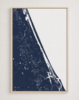 Daytona Beach Coastal Map — Canvas Vertical — navy, Light Wood
