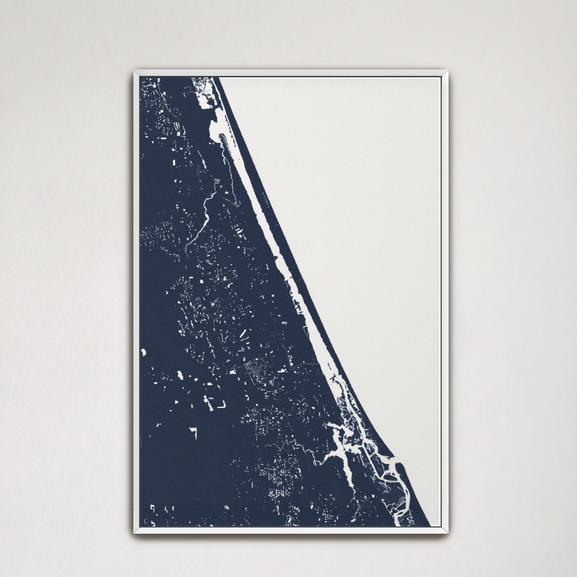 Daytona Beach Coastal Map — Canvas Vertical, navy, White Frame, 16x24