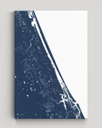 Daytona Beach Coastal Map — Canvas Vertical, navy, No Frame, 16x24