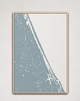 Daytona Beach Coastal Map — Canvas Vertical — soft-blue, Light Wood
