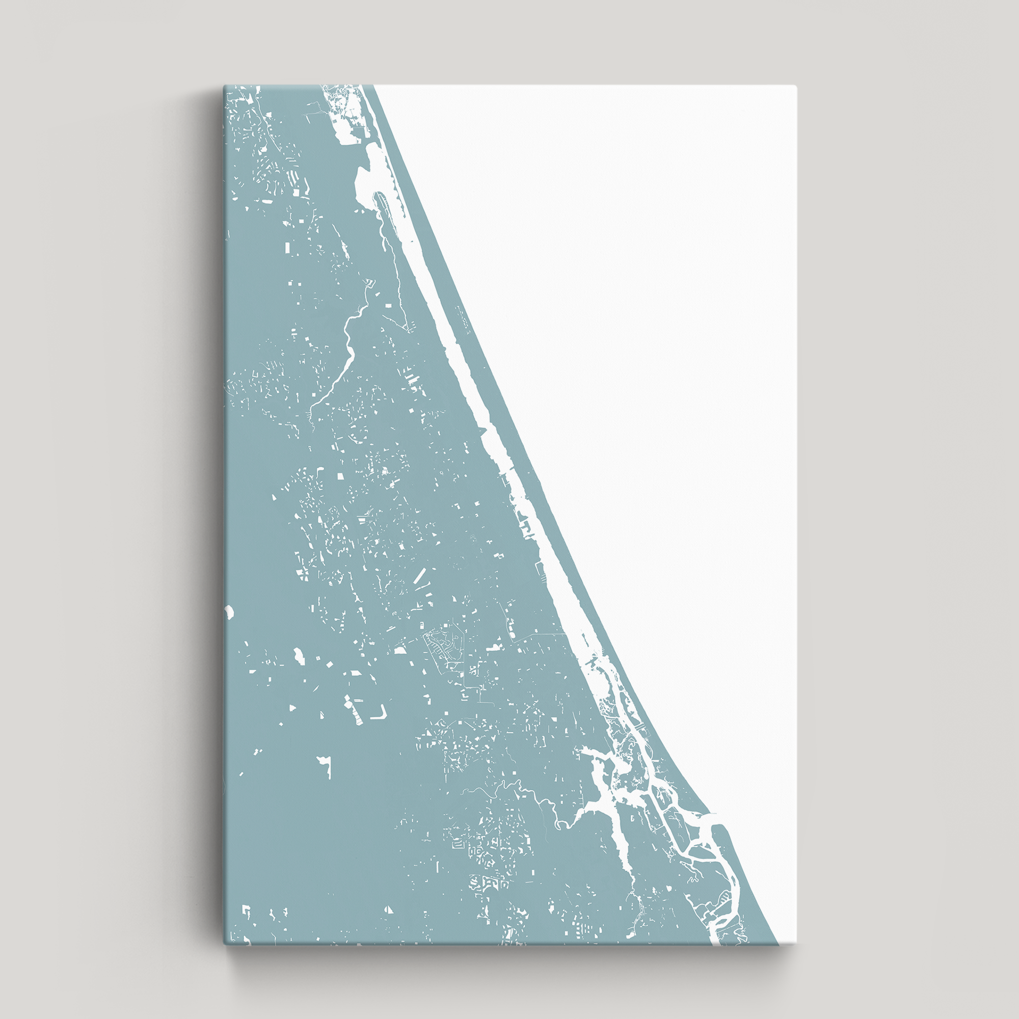 Daytona Beach Coastal Map — Canvas Vertical, soft-blue, No Frame, 16x24