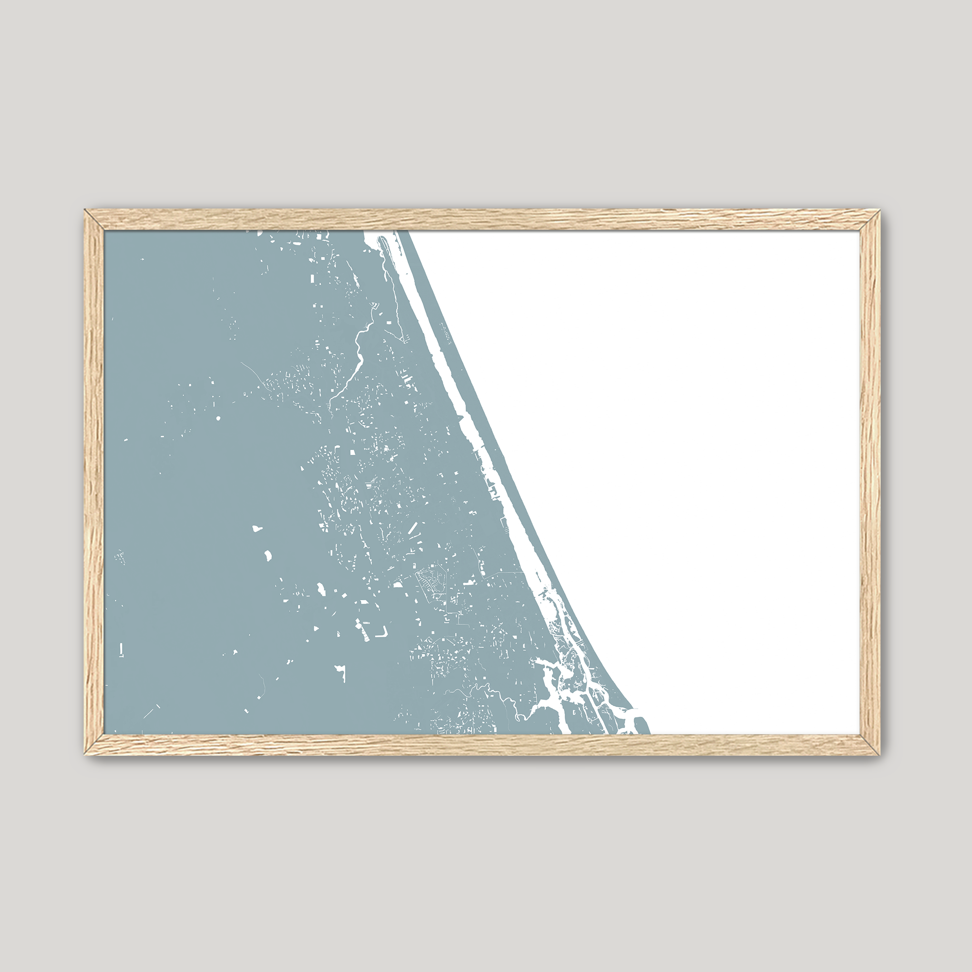 Daytona Beach Coastal Map — Fine Art Print Horizontal, soft-blue, Oak, 10x8