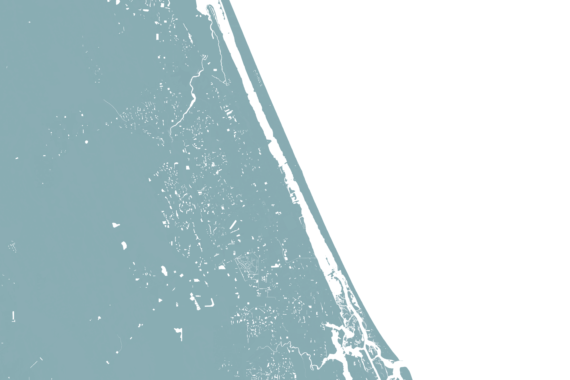 Daytona Beach Coastal Map — Fine Art Print Horizontal, soft-blue, No Frame, 10x8