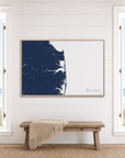 Delaware Beaches canvas map — window-scene interior