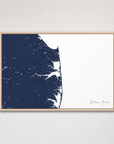 Delaware Beaches Coastal Map — Canvas Horizontal — navy, Light Wood
