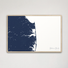 Delaware Beaches Coastal Map — Canvas Horizontal, navy, Natural Oak