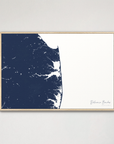 Delaware Beaches Coastal Map — Canvas Horizontal, navy, Natural Oak