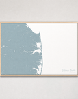 Delaware Beaches Coastal Map — Canvas Horizontal — soft-blue, Light Wood