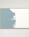 Delaware Beaches Coastal Map — Canvas Horizontal, soft-blue, Natural Oak