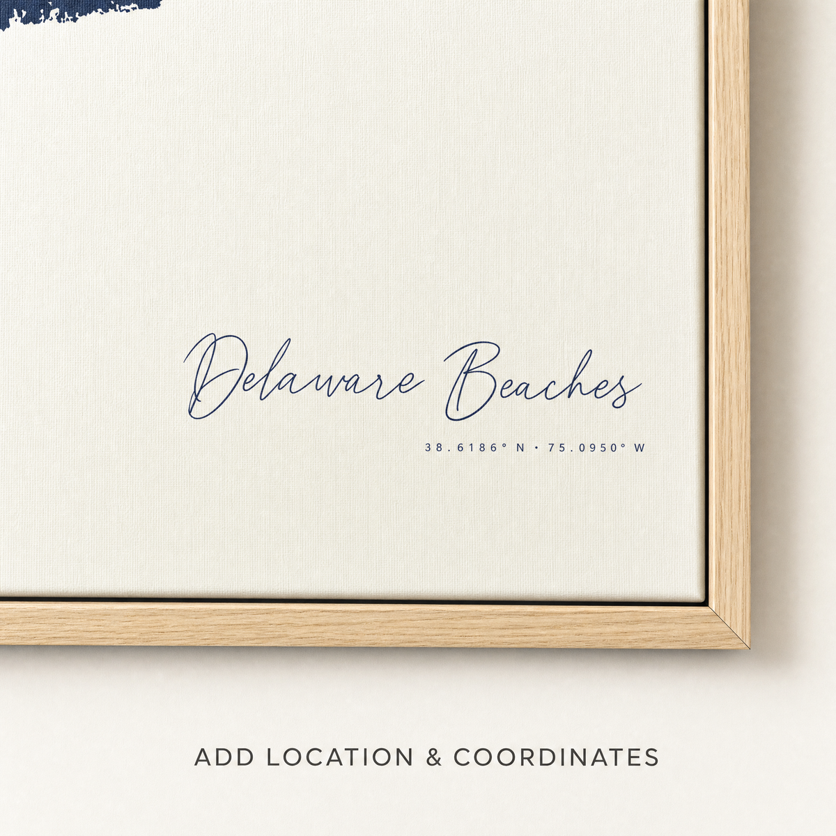 Delaware Beaches canvas map — location and coordinates customization