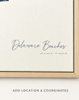 Delaware Beaches canvas map — location and coordinates customization
