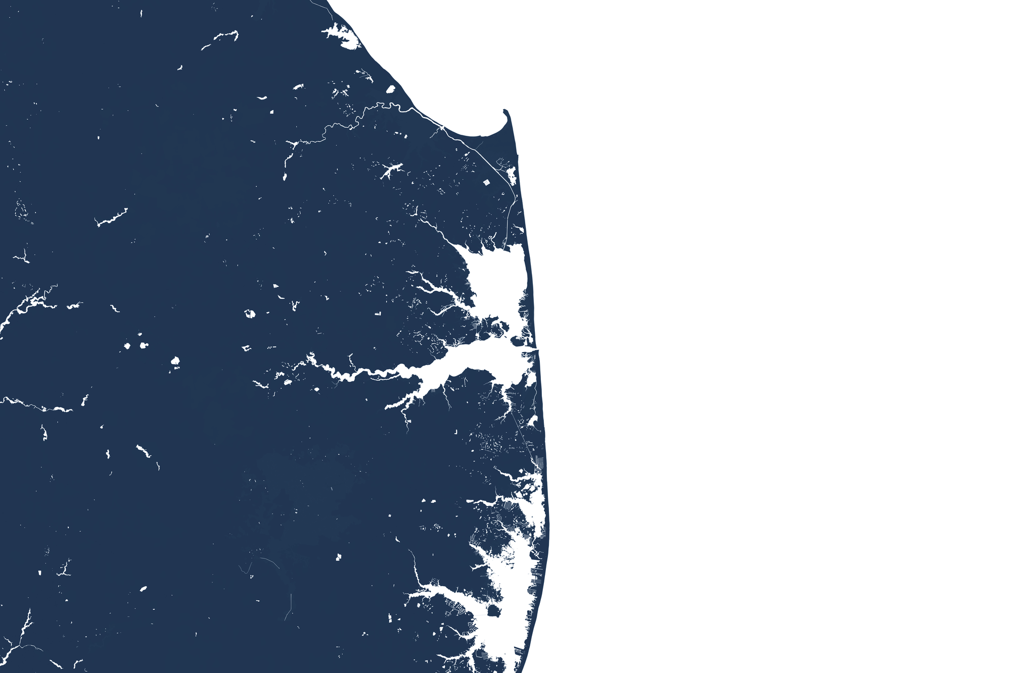 Delaware Beaches Coastal Map — Fine Art Print Horizontal, navy, No Frame, 10x8