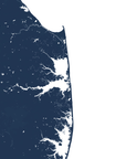 Delaware Beaches Coastal Map — Fine Art Print Horizontal, navy, No Frame, 10x8