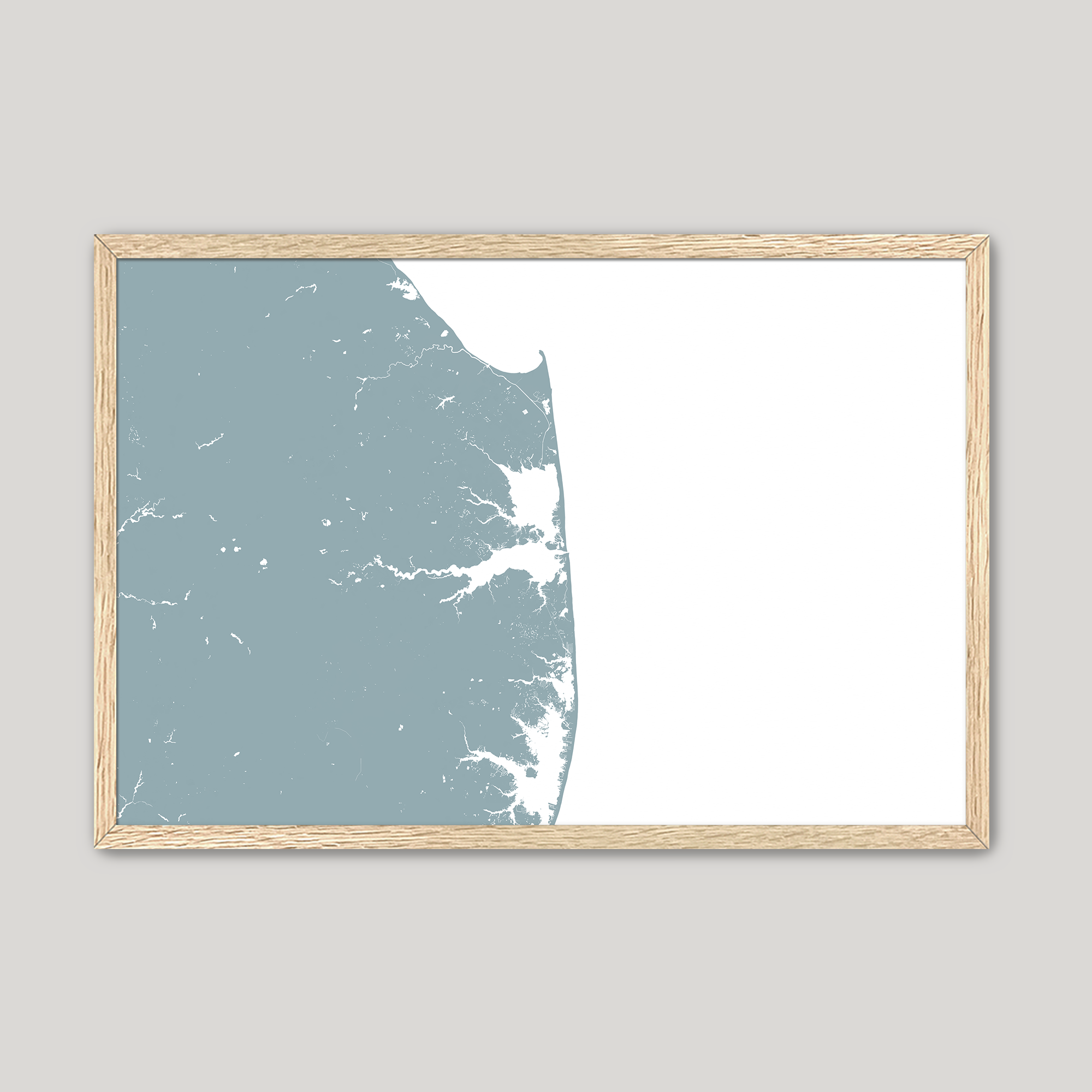 Delaware Beaches Coastal Map — Fine Art Print Horizontal, soft-blue, Oak, 10x8