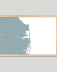 Delaware Beaches Coastal Map — Fine Art Print Horizontal, soft-blue, Oak, 10x8