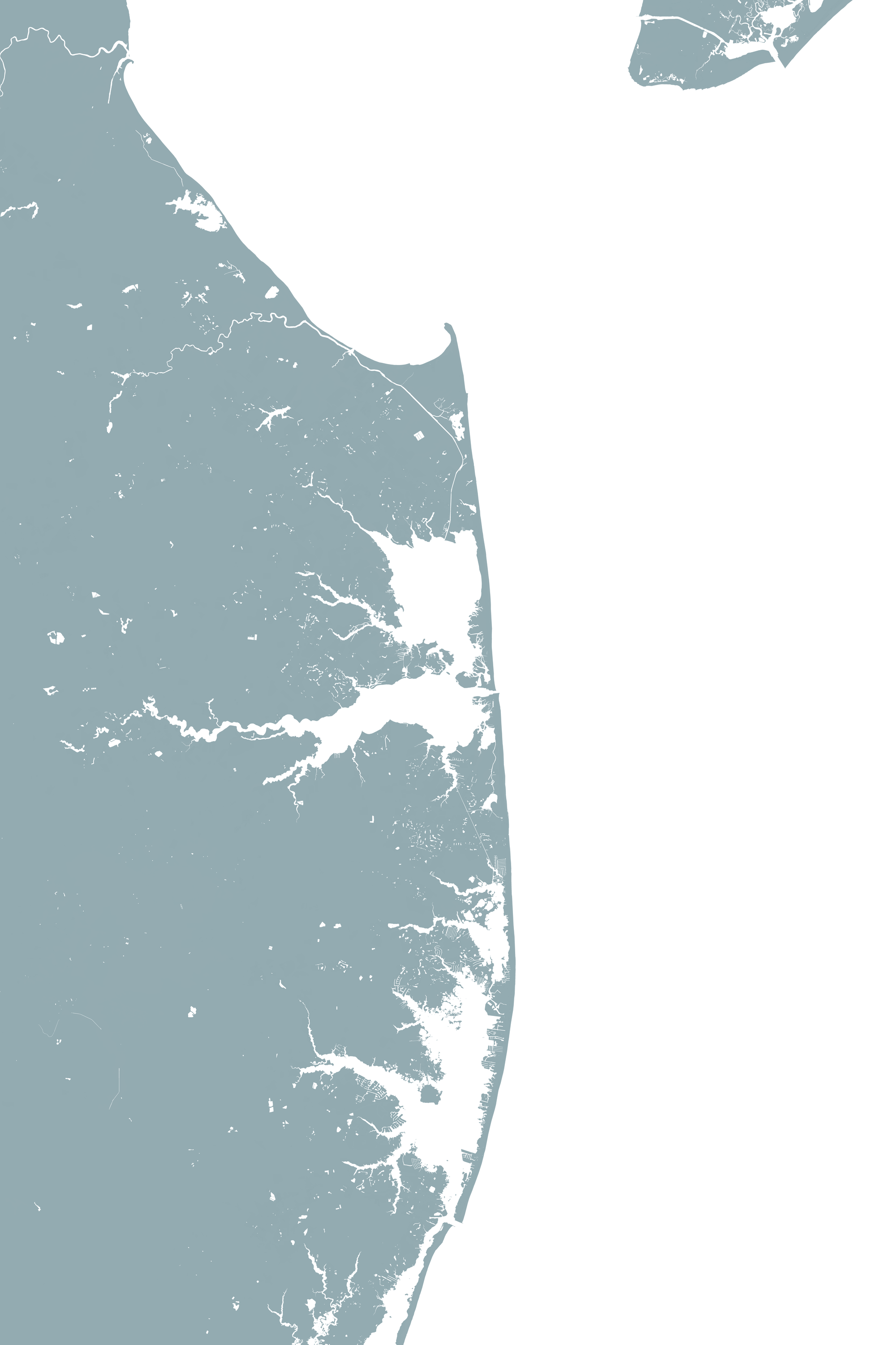 Delaware Beaches Coastal Map — Fine Art Print Vertical, soft-blue, No Frame, 8x10