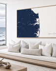 Delaware Beaches canvas map — sea-view bench interior