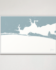 Destin Coastal Map — Canvas Horizontal, soft-blue, White Frame