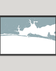 Destin Coastal Map — Fine Art Print Horizontal, soft-blue, Black Frame, 10x8