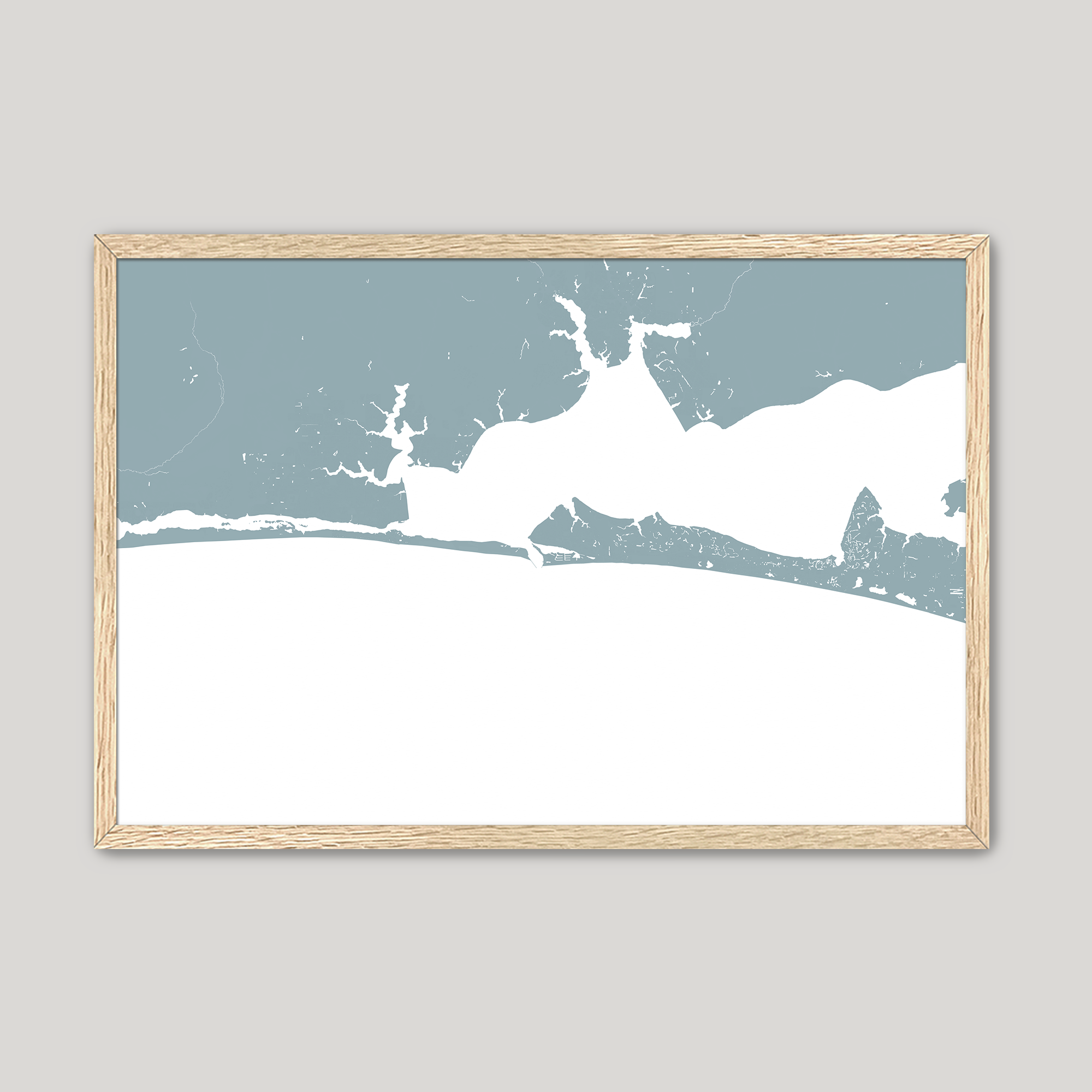 Destin Coastal Map — Fine Art Print Horizontal, soft-blue, Oak, 10x8