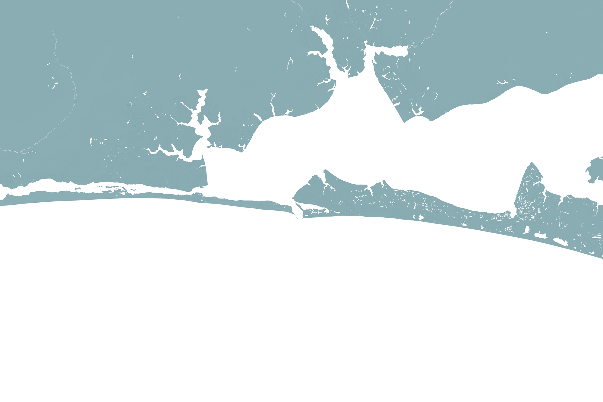 Destin Coastal Map — Fine Art Print Horizontal, soft-blue, No Frame, 10x8