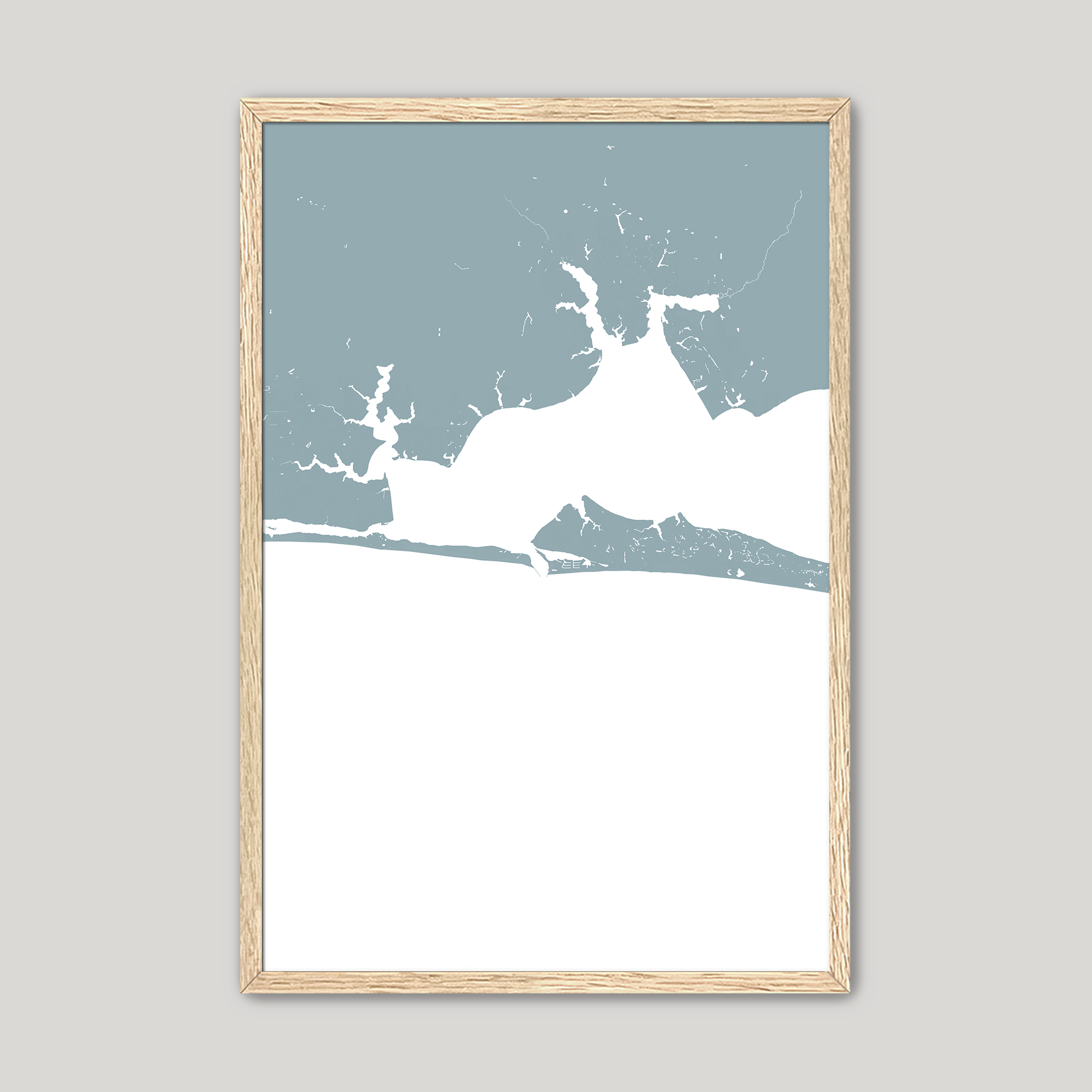 Destin Coastal Map — Fine Art Print Vertical, soft-blue, Oak, 8x10