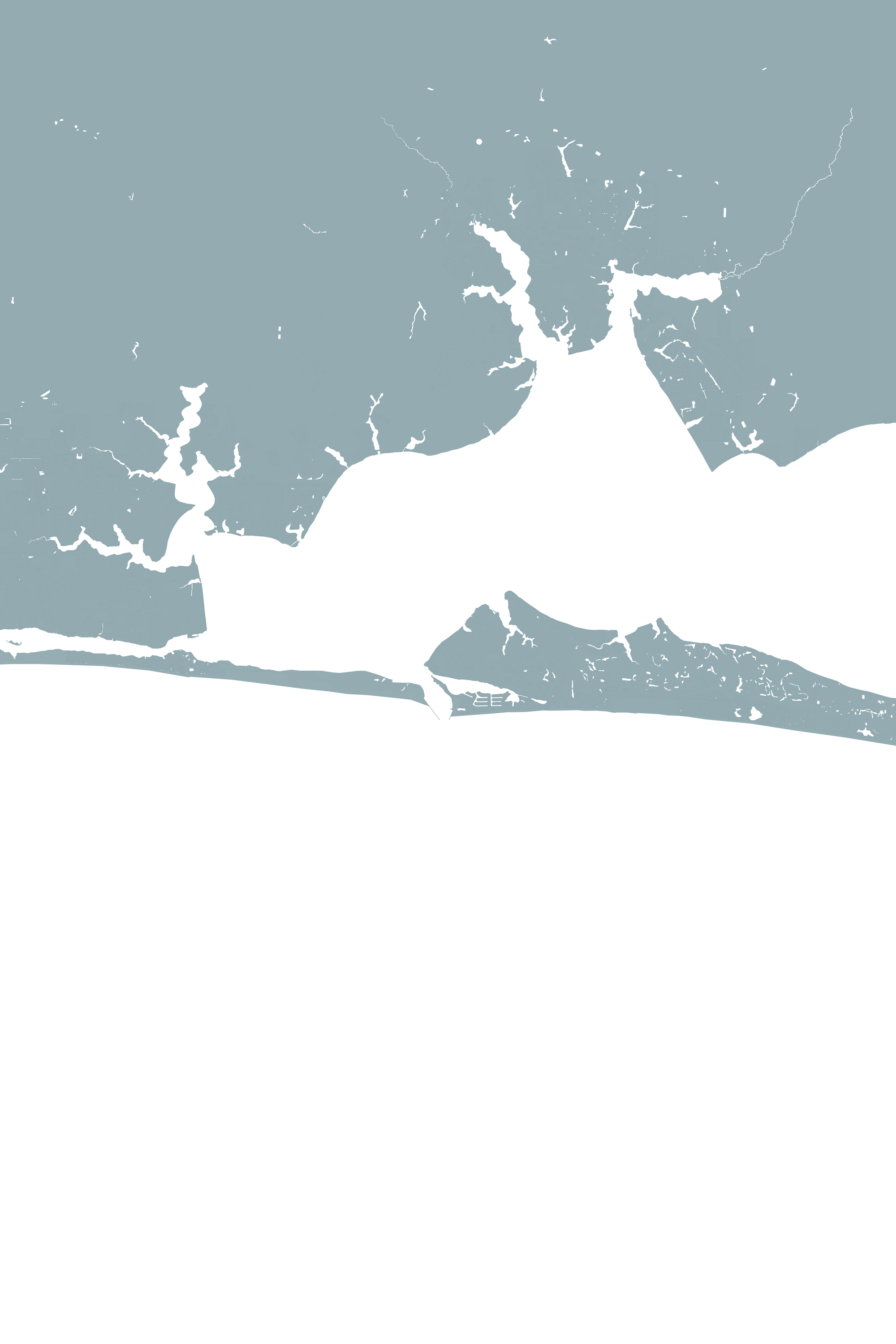 Destin Coastal Map — Fine Art Print Vertical, soft-blue, No Frame, 8x10