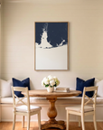 Alabama Gulf Coast canvas map art in dining nook setting