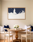 Alabama Gulf Coast matte map art in dining nook setting