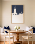 Alabama Gulf Coast matte map art in dining nook setting