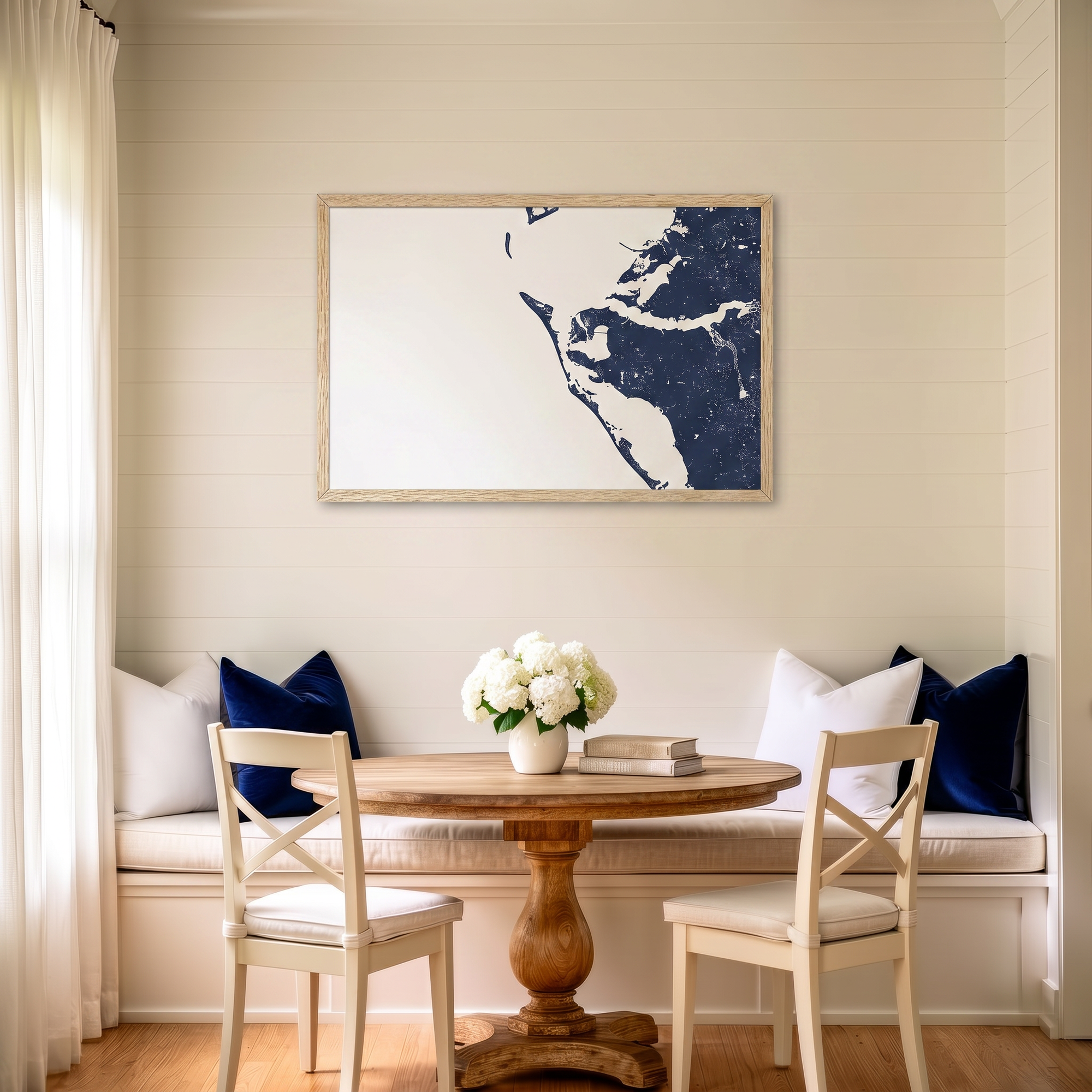 Anna Maria Island matte map art in dining nook setting