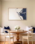 Anna Maria Island matte map art in dining nook setting