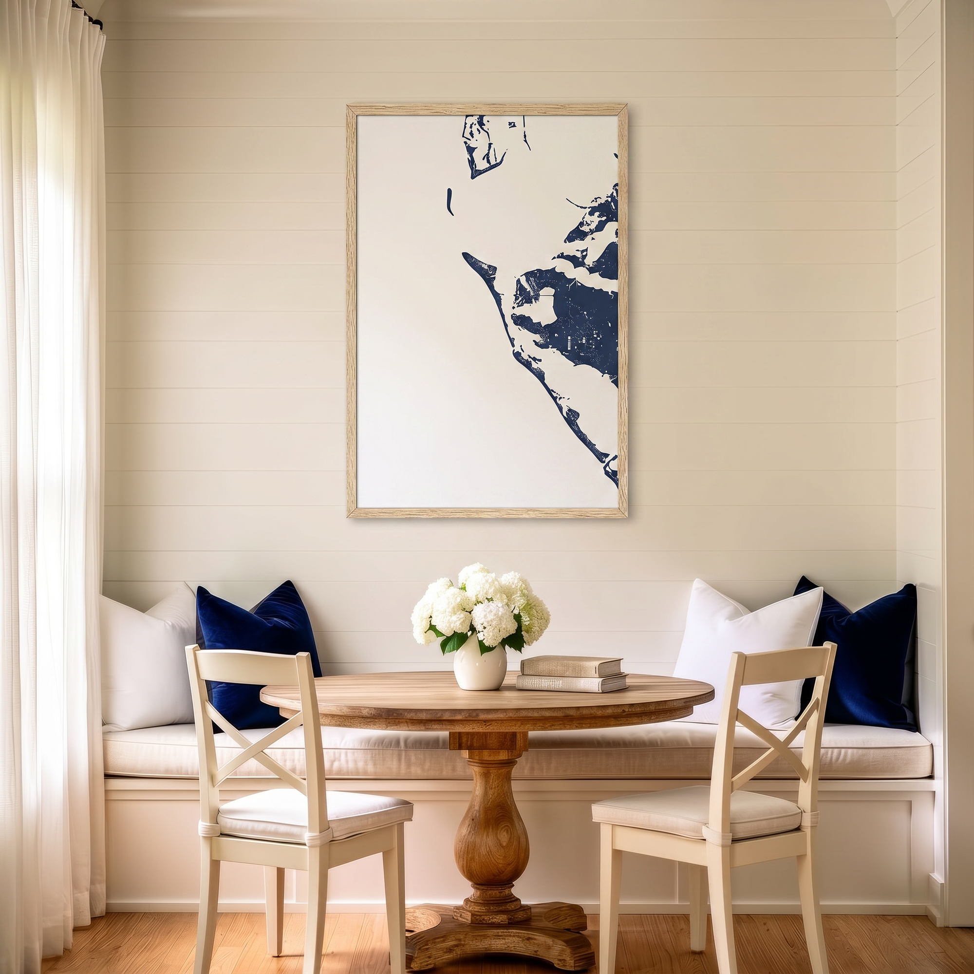 Anna Maria Island matte map art in dining nook setting