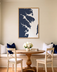 Annapolis matte map art in dining nook setting