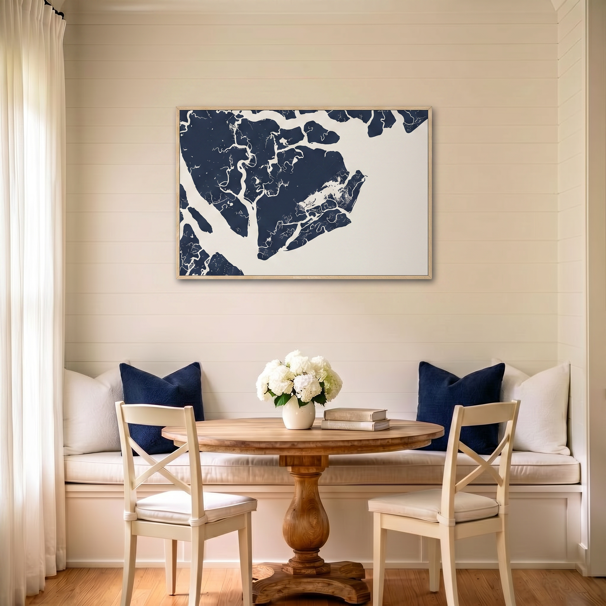 Beaufort / Sea Islands canvas map art in dining nook setting