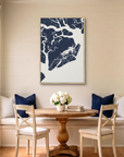 Beaufort / Sea Islands canvas map art in dining nook setting