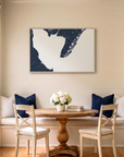 Cape May canvas map art in dining nook setting
