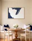 Cape May matte map art in dining nook setting
