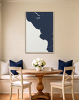 Central California Coast canvas map art in dining nook setting