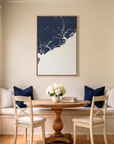 Charleston / Lowcountry canvas map art in dining nook setting