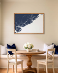 Charleston / Lowcountry matte map art in dining nook setting