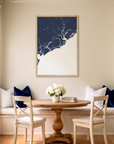 Charleston / Lowcountry matte map art in dining nook setting