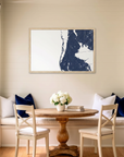 Clearwater Beach matte map art in dining nook setting