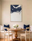 Crystal Coast/Emerald Isle canvas map art in dining nook setting