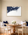Crystal Coast/Emerald Isle matte map art in dining nook setting